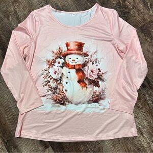 Long sleeve silky feel snowman shirt or pajama size adult XL NWOT